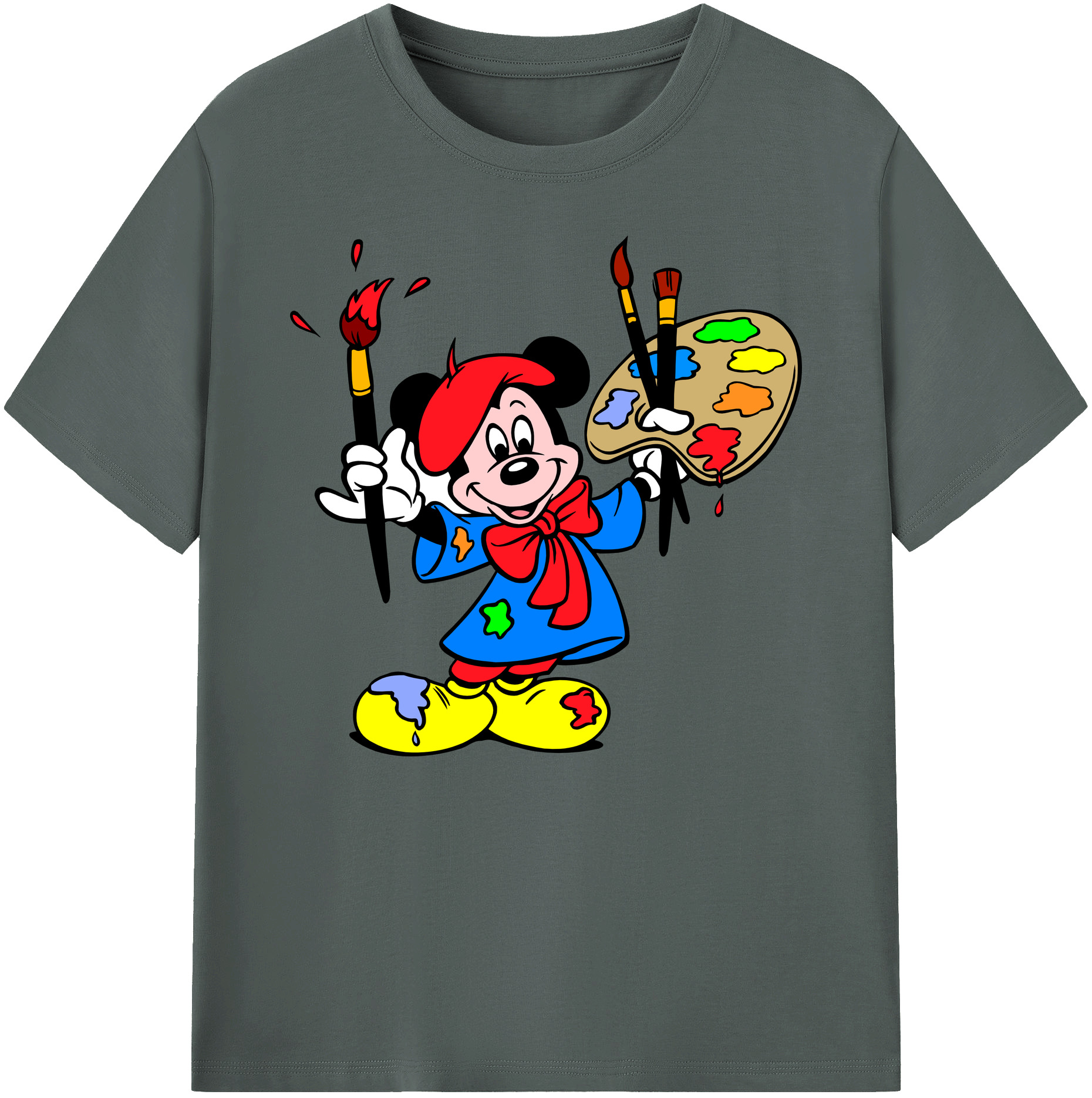 ミッキーマウス Mickey Mouse 綿100％ メンズ半袖Tシャツ｜肌触りやわらか＆通気性